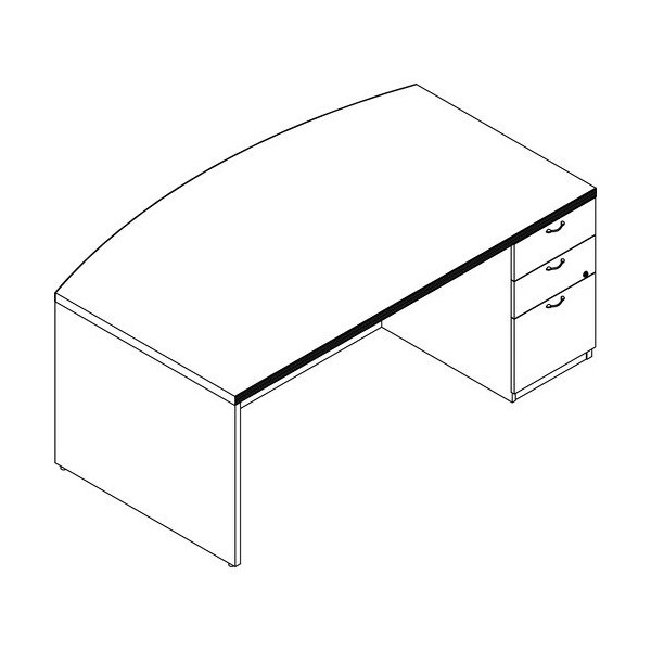 Groupe Lacasse Desk, Bow Front, Right Ped, 72inWx42inDx29-1/2inH, Sahara LAS72KS4272UFAR - main